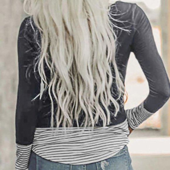 JUST IN! GRAY Rhinestone beaded Long Sleeve Top - Picture 3 of 14